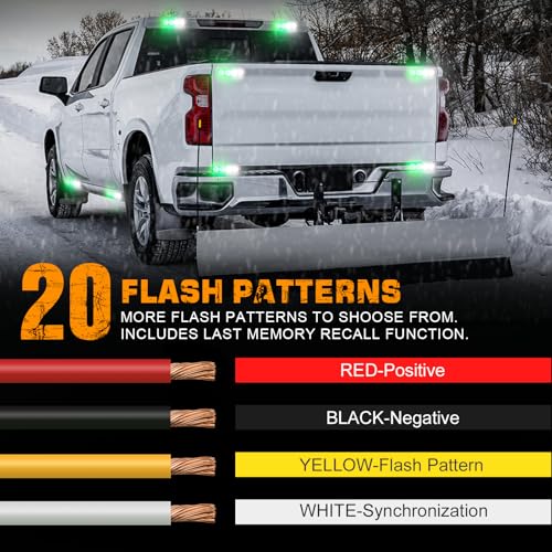 XRIDONSEN 8PCS Sync Truck Grill Lights 32 LED Green White Strobe Lights - color: Green/White