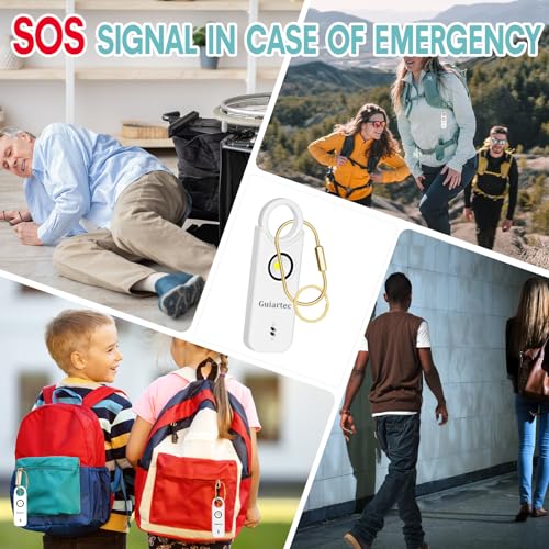 Rechargeable Personal Safety Alarm for Women, 135 dB Loud Self Defense Keychain Siren with LED Strobe Light, Personal Emergency Security Safe Devices Key Chain Alarms for Women Kids Elderly (White)
