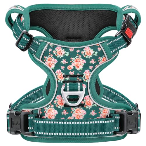 HEELE Dog Harness, No Pull, No Choke Vest, Easy On & Off, Flower Grass, S - color: Flower Grass Green, size: S (Pack of 1)
