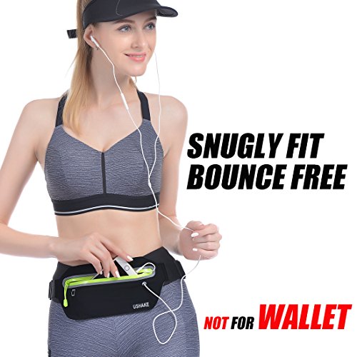 USHAKE Slim Running Belt Waist Pack, Ultra Light Bounce Free for Workout - color: Black04