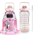 Half Gallon Water Bottle with Sleeve, 64OZ Motivational Water Bottle - color: Pink Rose