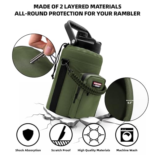 NATURE PIONEOR 26-128 oz Insulated Water Bottle Carrier Holder with Strap - color: Green, size: One Gallon