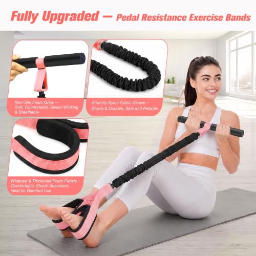 Resistance Bands with Handles,Pedal Resistance Band with Handle - color: 55lbs Pink