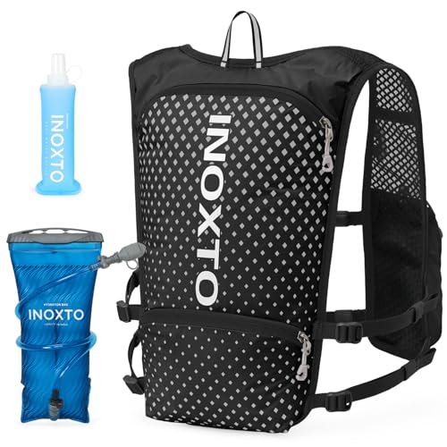 INOXTO Running Hydration Vest Backpack,Lightweight Insulated Pack with 1.5L Water Bladder Bag Daypack for Hiking Trail Running Cycling Race Marathon for Women Men - color: Black spots