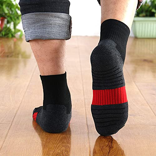 AKOENY Men's Athletic Quarter Socks 6-Pack - color: Black/Graphite Grey