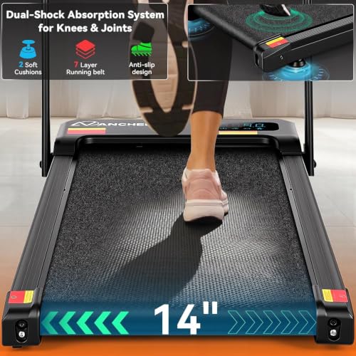 ANCHEER Walking Pad with Incline - Under Desk Treadmill with Handle Bar - color: Dark Black
