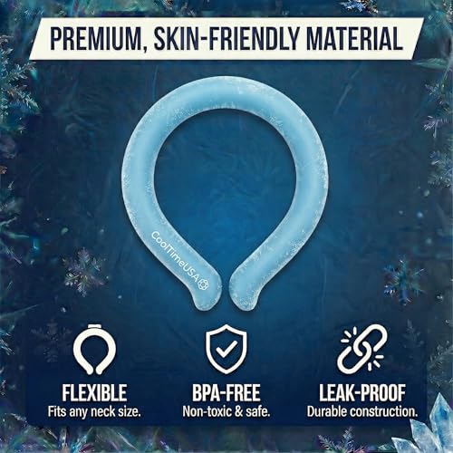 CoolTimeUSA Neck Cooling Tube | Wearable Cooling Neck Wraps for Summer Heat I Hands Free Cold Pack | Reusable Cooler (Blue) - color: Blue