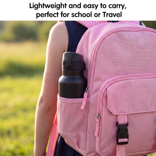 GOPPUS 17oz Kids Insulated Water Bottle, Leak-Proof Flip Lid & Carry Handle - color: Black