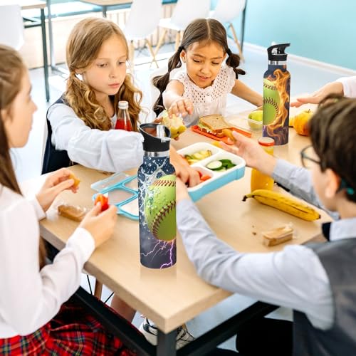 Green Baseball Fire Water Bottle Thermos Stainless Steel Vacuum Insulated Mouth Bottle with Wide Handle - color: Green Baseball Fire