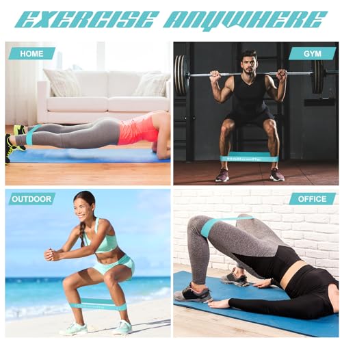 Hollowfly 12 Pcs Resistance Loop Bands for Booty Legs - color: Light Blue, style: Medium