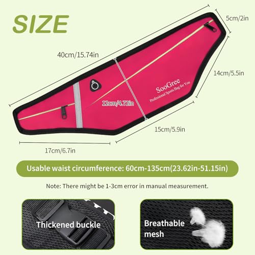 SooGree Slim Running Belt Fanny Packs for Women Men,Water Bottle Holder Hydration Fanny Pouch,Waterproof Sport Waist Pack with Reflective Strip,Runner Belt Bag for Running Cycling Camping Gym (Pink) - color: Pink