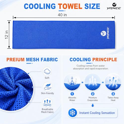 YQXCC 4 Pack Cooling Towels, 40"x12", Ice Cool Towels for Neck & Face - color: Dark Blue, Light Blue, Light Gray, Purple