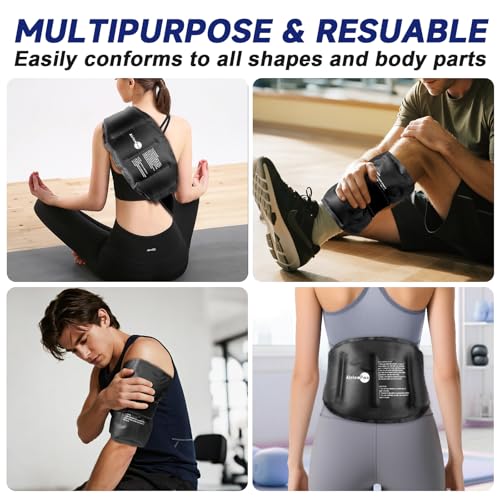 Large Ice Pack for Injuries Reusable Gel for Lower Back, Cold Packs Wrap for Shoulder, Knee, Elbow, Hip, Leg, Soft Cold Compress,16 × 9",Black - style: BLACK-1