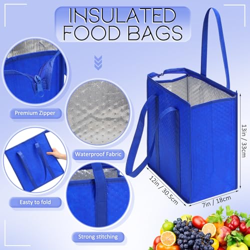 10 Pack Large 18L Insulated Grocery Bag Bulk Zippered, Green, Blue - color: Green, Blue