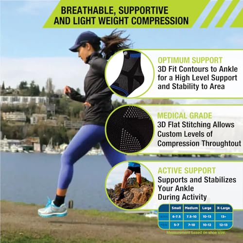 Pro-Tec Athletics 3D Flat Ankle Support, Custom Fit, Breathable Fabric, Multi-Directional Stretch for Support and Flexibility