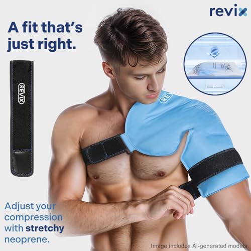REVIX XL Shoulder Ice Pack Wrap for Rotator Cuff, Reusable Gel Cold Pack - size: XL, style: Blue