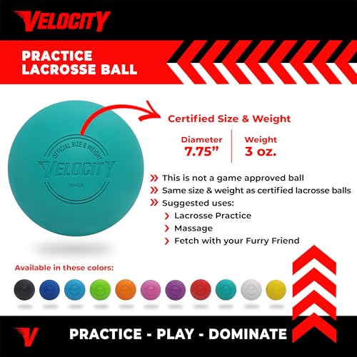 Velocity Lacrosse Balls - 1, 2, 3, 6, 12, 18, 24, 36, 60 and 120 Packs - for Practice, Official NFHS and College Approved Size - color: Teal, size: 2 Balls, style: Practice Ball