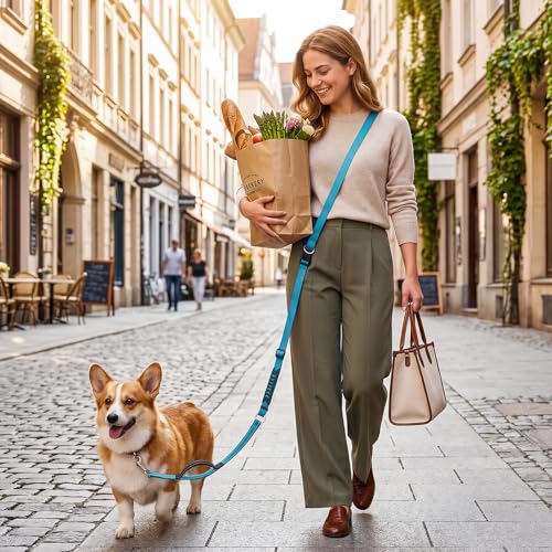 XiaZ Hands Free Dog Leash,Versatile Crossbody Dog Leash,5.9-7.9 FT Waist Belt with Double Handles for Small Medium and Large Dogs Walking, Running and Jogging, Blue - color: BasicBlue