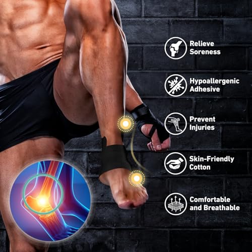 KTQUICK Precut Kinesiology Tape for Ankle,12PCS,20% Stronger Adhesive,Black - color: Black