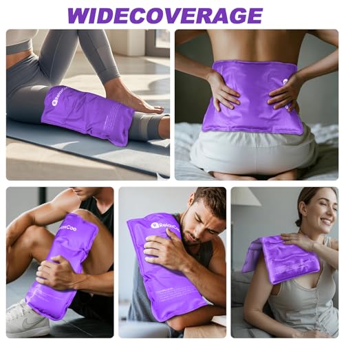 Large Flexible Ice Pack for Injuries Reusable Gel, 11x14.5 Inches, Cold Compress for Hip, Shoulder, Knee, Back Pain, Swelling, Bruises, Surgery, Purple - style: PURPLE