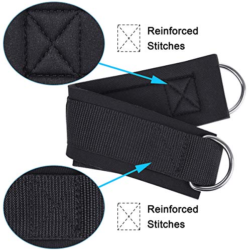 1 Pair Adjustable Fitness Ankle Strap with Double D-Ring - color: Black