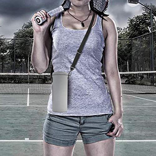 AUPET Water Bottle Sling Bag Carrier Crossbody Sleeve,Insulated Neoprene Bottle Case Holder Pouch Cover 500ML/17oz with Shoulder Strap for Walking Women Men - color: Pure Grey