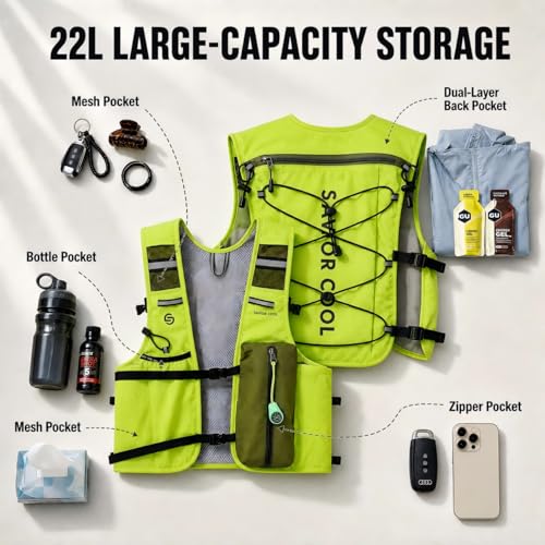 Cooling Vest for Men Women, Hydration Vest for Running Hiking - color: Green