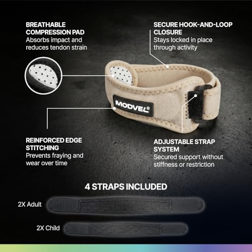 Modvel Patella Knee Brace Strap Adjustable Tendon Support Band, Adjustable Fit, 2-Pack - color: Nude