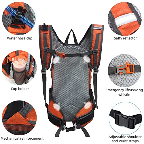 Hiking Daypack 15L Lightweight Waterproof Backpack - color: Orange