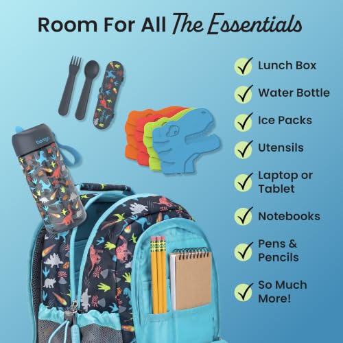Bentgo Kids 2-in-1 Backpack & Insulated Lunch Bag with Padded Straps - color: Dinosaur, size: Kids Large