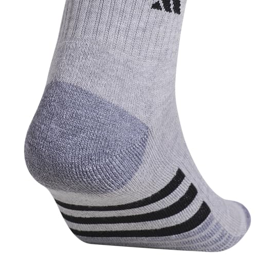 adidas Men's Cushioned Socks 3 Pairs - color: Cool Light Heather/Grey/Black/3.0/Quarter, size: Large, style: Quarter