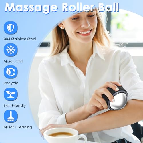 Massage Ice Roller Ball Cold & Heat Therapy Pain Relief Myofascial Release - color: Black