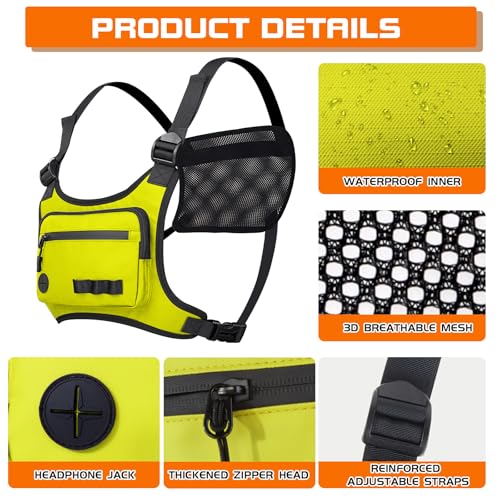 KINGSLONG Running Vest, Chest Bag for Men, Chest Pack, Hiking (F-Yellow) - color: F-Yellow