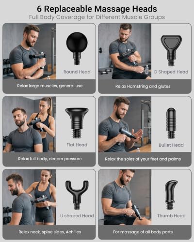 Massage Gun, Deep Tissue Percussion Massager 30 Speeds for Pain Relief - color: Gray