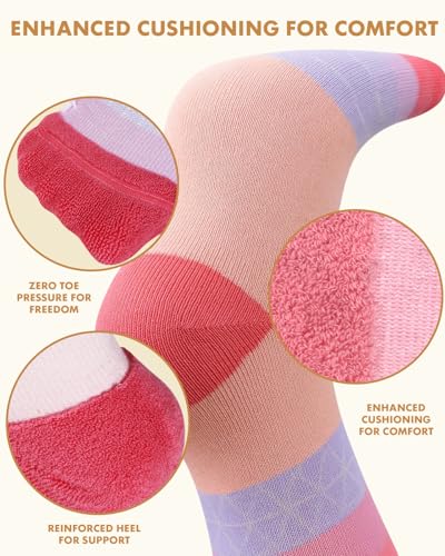 Thick Soft Cotton Compression Socks - color: Pink and Green Geometric, size: Small-Medium