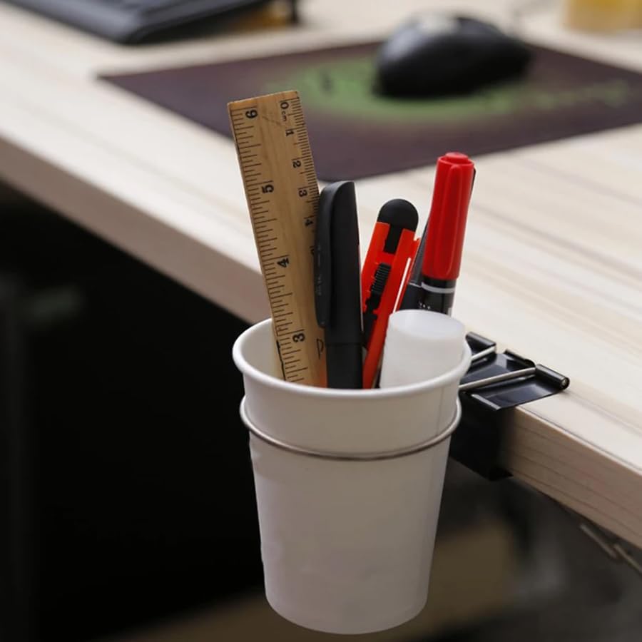 ARFUKA Clip-On Cup Holder Heavy-Duty Table Edge Clamp for Coffee Mugs, Water Bottles & Glasses - Ideal for Tables, Desks, Camping & Outdoor Activities Pack of 2