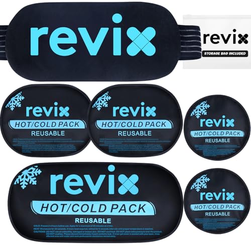 REVIX Ice Packs for Injuries, 5 Pack Hot & Cold Gel for Knee & Back - style: Black-5 Pack