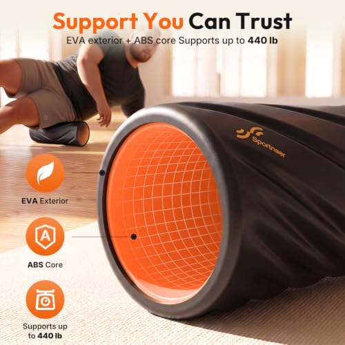 Sportneer 4 in 1 Pilates Foam Roller Muscle Relax Kit - color: Black