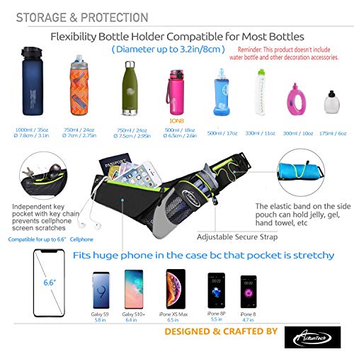 AiRunTech Running Hydration Belt with Water Bottle Holder,Hiking Fanny Pack for Phone and Wallet,Running Bag Runners Essentials Accessories Marathon Triathlon Walking Jogging Gear Gift - color: Without Bottle Hydration Belt(GR)
