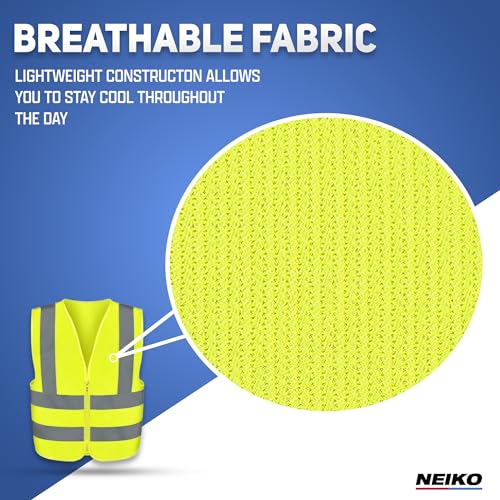 Neiko High Visibility Safety Vest, ANSI Class 2, No Pocket - color: Yellow, size: XX-Small, style: Vest