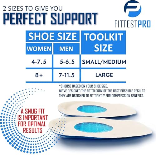 Plantar Fasciitis Foot Pain Relief 14-Piece Kit – Premium Planter Fasciitis Support, Gel Heel Spur & Therapy Wraps, Compression Socks, Foot Sleeves, Arch Supports, Heel Cushion Inserts & Heel Grips - style: Large