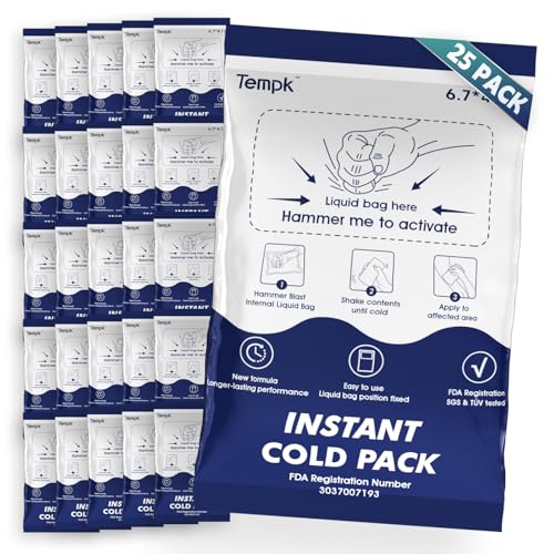 Big 25 Packs(6.7”x4.1“) Instant Cold Packs -Instant Ice Packs for Injuries | Disposable Cold Compress Ice Pack for Pain Relief, Swelling, Inflammation, Sprains, Toothache - Cold Pack for Athletes - size: 25 Packs new(6.7"x4.1")