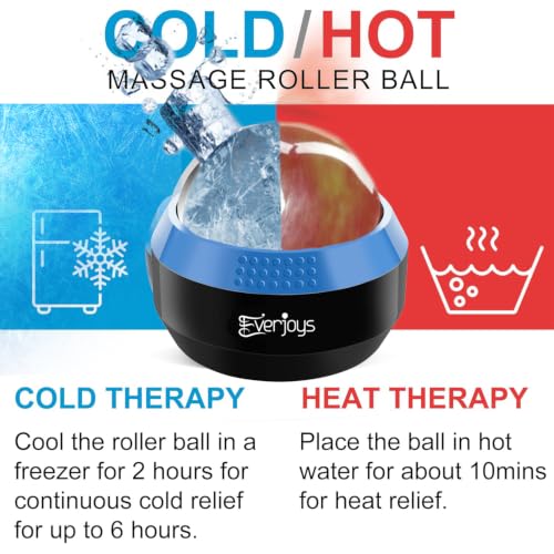 Massage Ice Roller Ball Cold & Heat Therapy Tissue Relief Muscle Recovery - color: Black and Blue