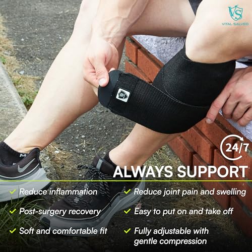 Vital Salveo Germanium Elastic Breathable Calf Wrap – Adjustable Support for Alleviating Muscle Strain and Stiffness – Daily Wear, Sports Support (1 PC)/4"* 61" - size: Calf 4"61"(1PC)