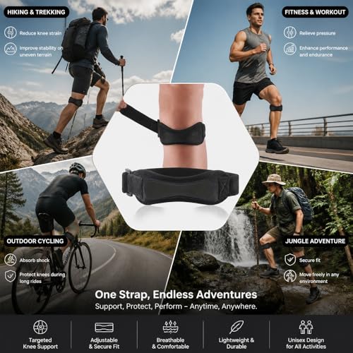 1 Pair Sports Patella Knee Strap Shock Absorbing Knee Support - color: Black