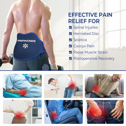 KingPavonini Extra Large Ice Pack for Back Pain Relief, 1 Gel Pack, Blue - color: Blue (1 Wrap+1 Gel Pack)