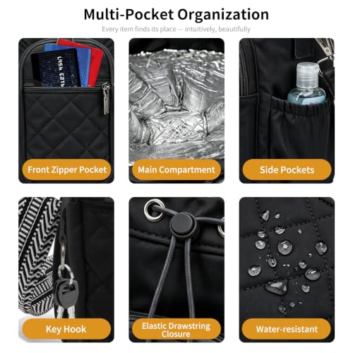 Water Bottle Carrier Bag Crossbody Phone Pocket for Women 40oz - color: Black