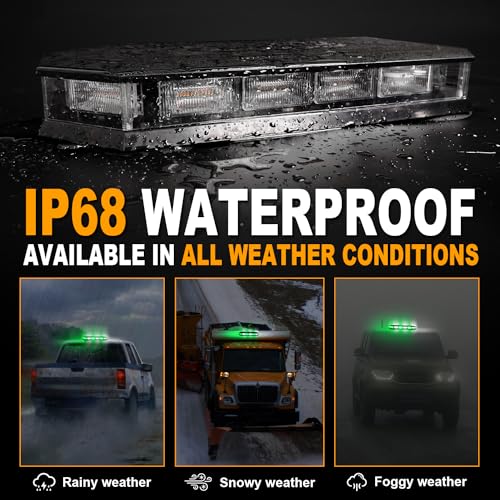 ASPL 16.5 Inch Roof Top Beacon Warning Strobe Light for Trucks Green White - color: Green/White