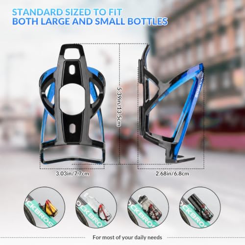 ROCKBROS Bike Water Bottle Holder Ultralight Bottle Cages with Screws Tool - color: Blue-Black, size: Standard