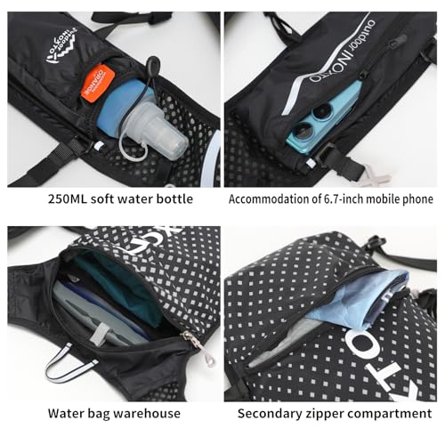 INOXTO Running Hydration Vest Backpack,Lightweight Insulated Pack with 1.5L Water Bladder Bag Daypack for Hiking Trail Running Cycling Race Marathon for Women Men - color: Black spots